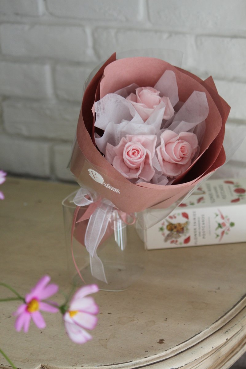 [Pink Pure Eternal Rose Bouquet] Birthday Gift/Congratulation Flower Gift/Eternal Flower - Dried Flowers & Bouquets - Plants & Flowers Pink