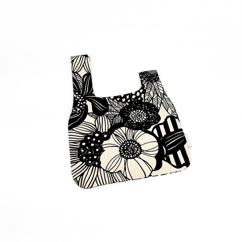 [Bear Bear] Totem Print Japanese Style Wrist Bag Knot Bag - Handbags & Totes - Cotton & Hemp Black