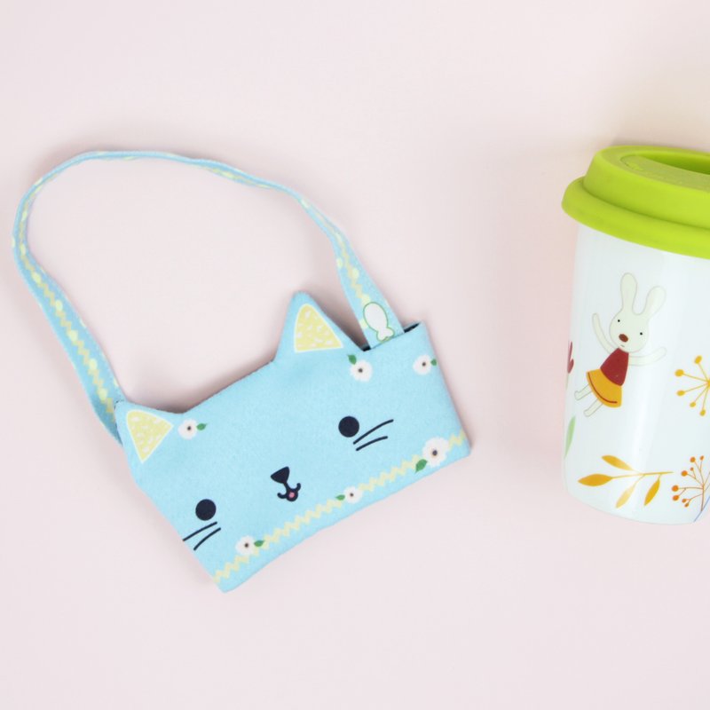 【Anemone Cat Reversible Cup Sleeves】Original & Pattern - เย็บปัก/ถักทอ/ใยขนแกะ - เส้นใยสังเคราะห์ สีน้ำเงิน