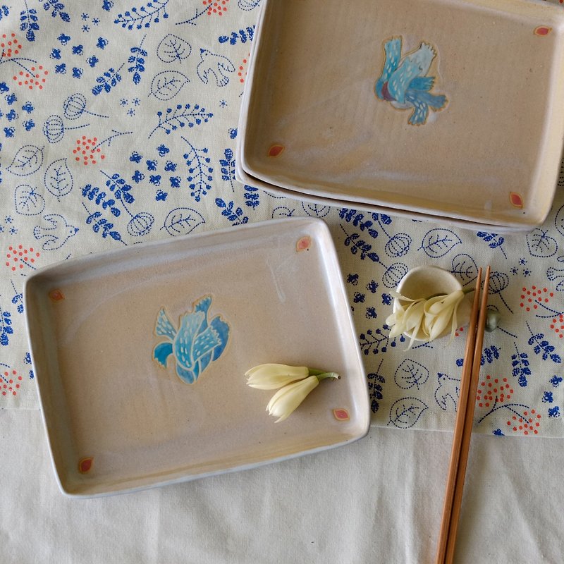 Seabed coral milk white square plate plate cake tray - Small Plates & Saucers - Pottery 