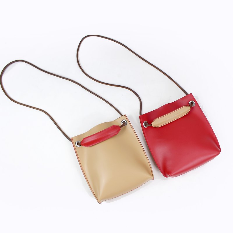 Zemoneni lady mix and match color leather shoulder bag - Messenger Bags & Sling Bags - Genuine Leather Red
