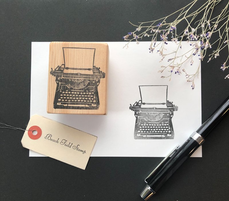 typewriter stamp - ตราปั๊ม/สแตมป์/หมึก - ไม้ สีนำ้ตาล