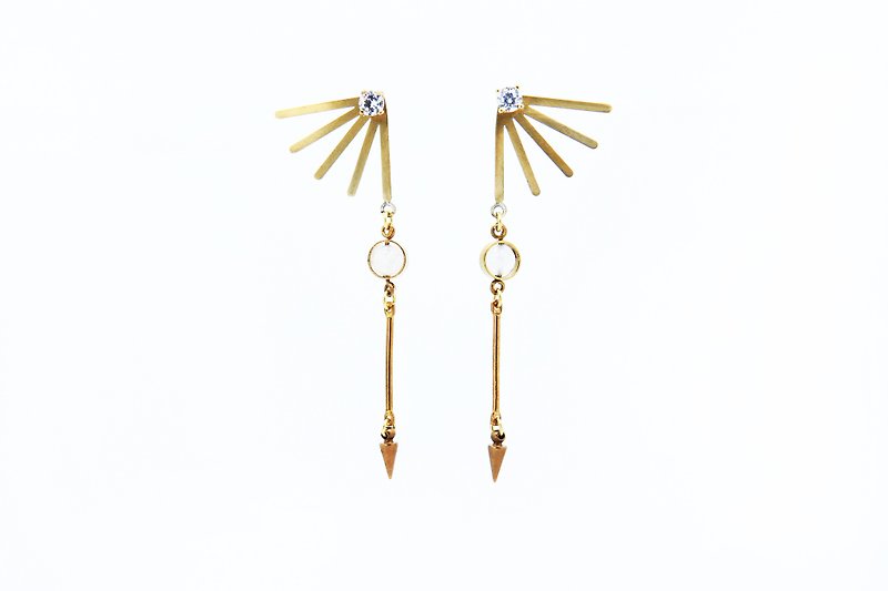 SHINE and BLOSSOM  Double wing with cubic zirconia earrings - Earrings & Clip-ons - Copper & Brass 