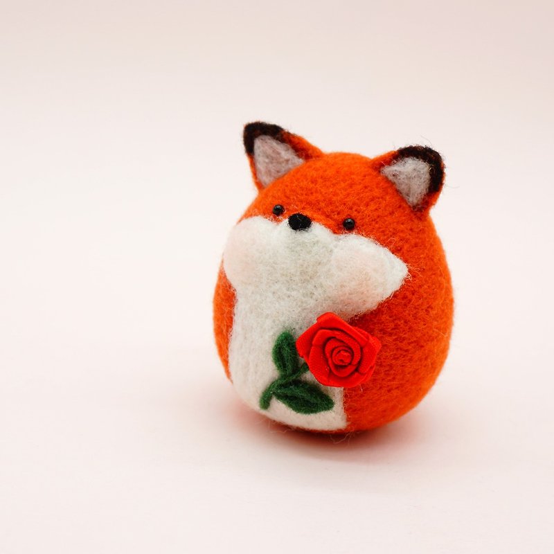手工羊毛氈聖誕禮物 角色狐狸 胸針別針鑰匙鏈桌面擺飾冰箱貼 - 裝飾/擺設  - 羊毛 橘色