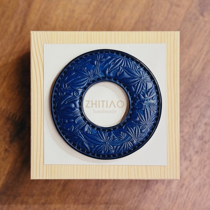 原創手工製作牛皮劍道刀鐔 般若浮生 藍色 劍鍔 Tsuba - 運動配件 - 真皮 藍色