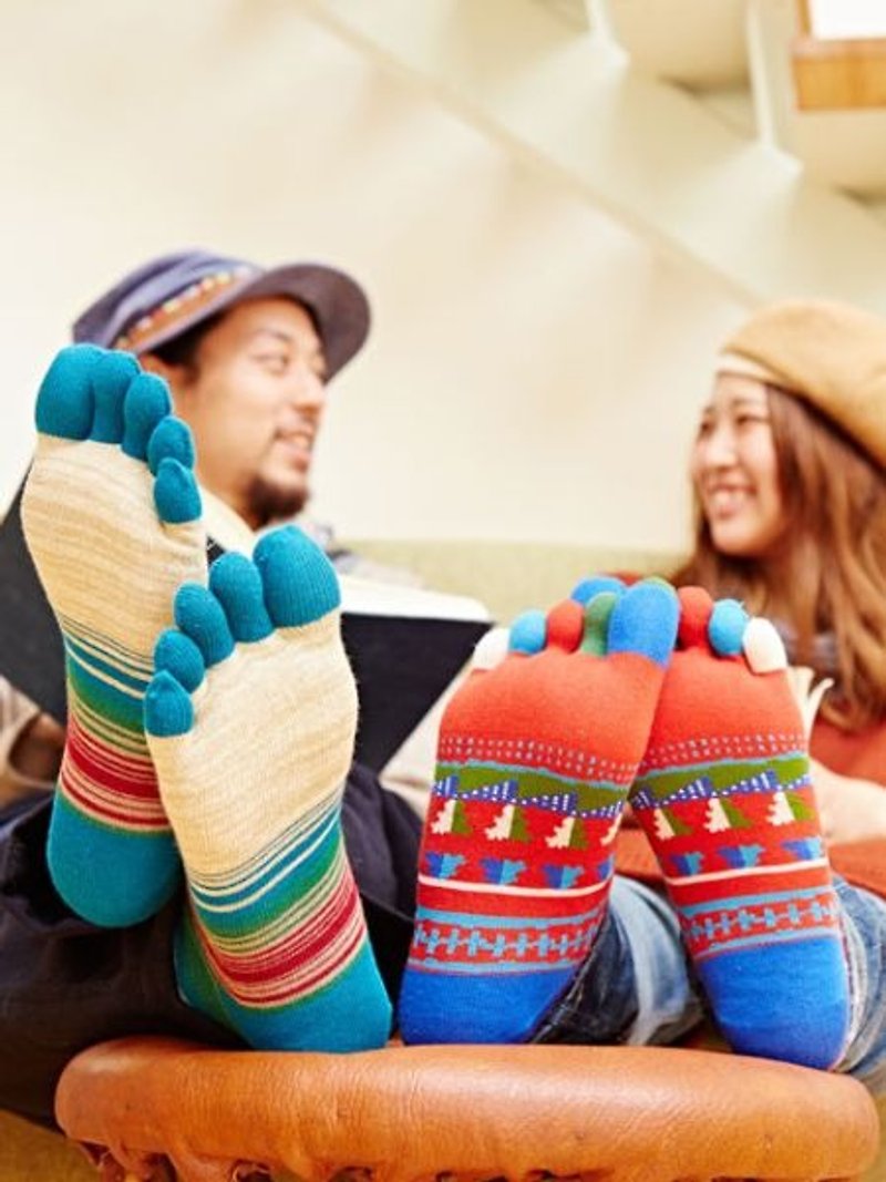 Pre-ordered national totem five-finger socks (two colors) CISP6304 - Socks - Cotton & Hemp Multicolor