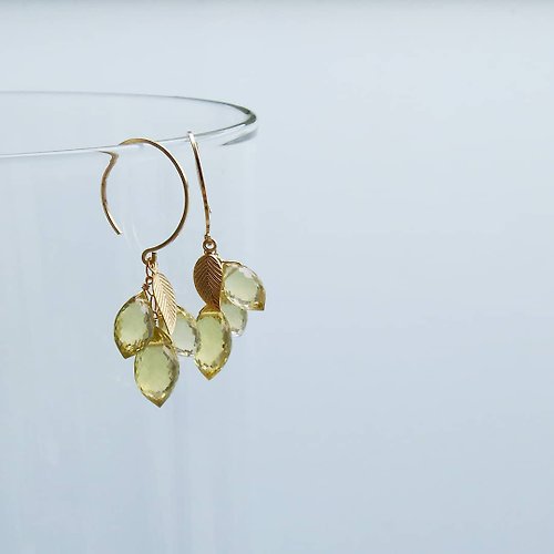 marina JEWELRY 14Kgf*Lemon Quartz pierced earrings / earrings