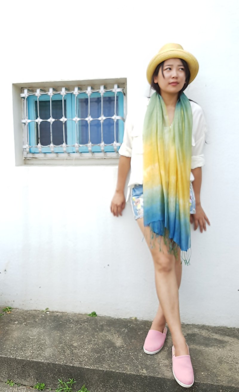 Water silk cotton fringed scarf long temperament wild air-conditioned room good gift - Scarves - Silk 