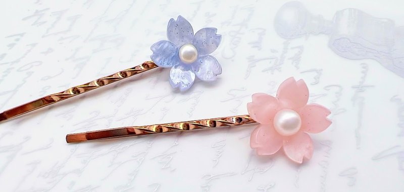 | Japanese flower hair clips | Handmade | Natural freshwater pearls | Unique gradient gifts - Hair Accessories - Other Materials Multicolor