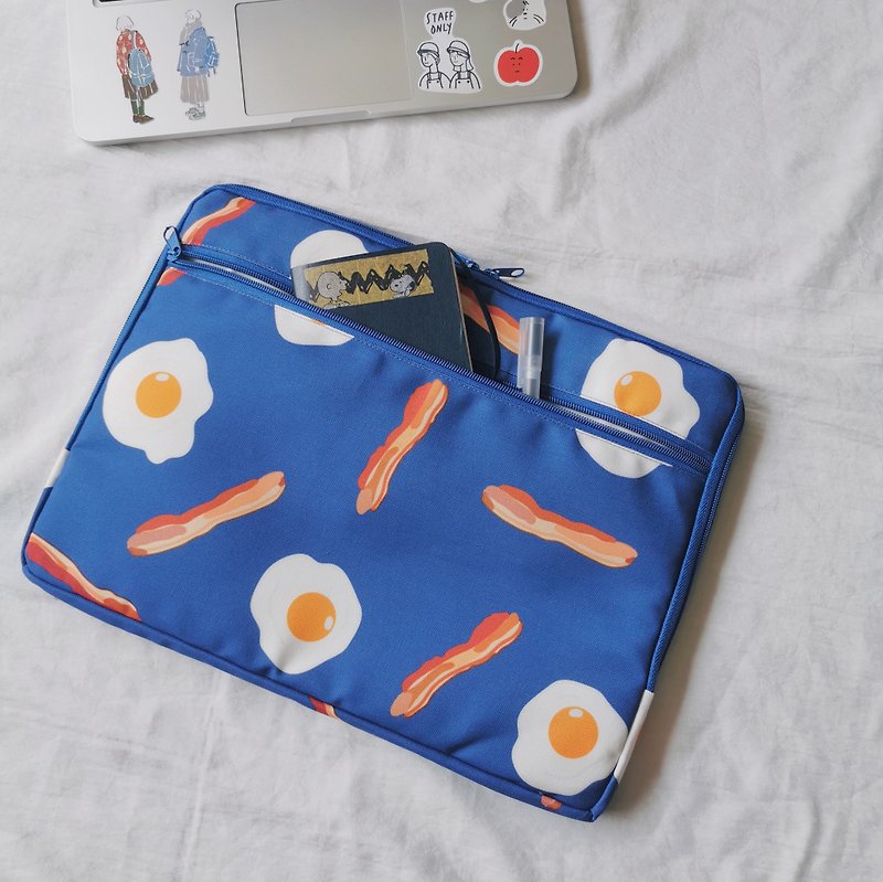 ผ้าฝ้าย/ผ้าลินิน กระเป๋าแล็ปท็อป - Breakfast Soft Case (Navy) : 15 inches