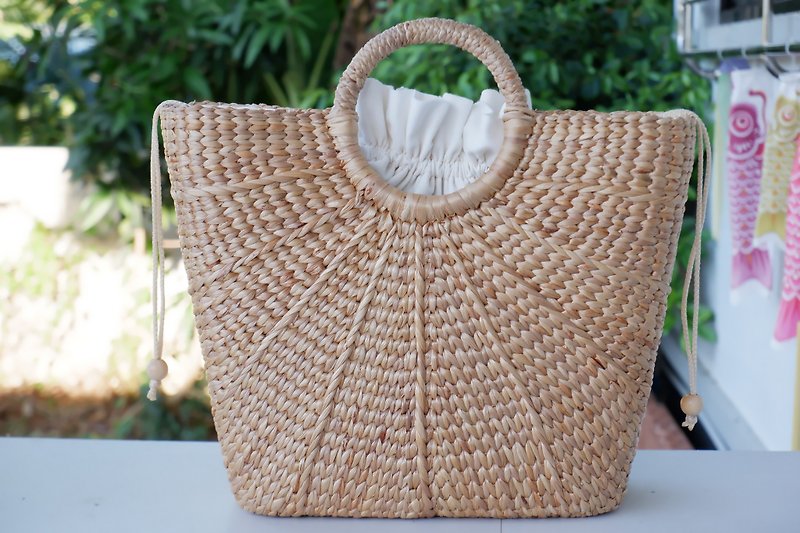 woven bag woven bag hyacinth beach bag water hyacinth vintage - Handbags & Totes - Plants & Flowers 
