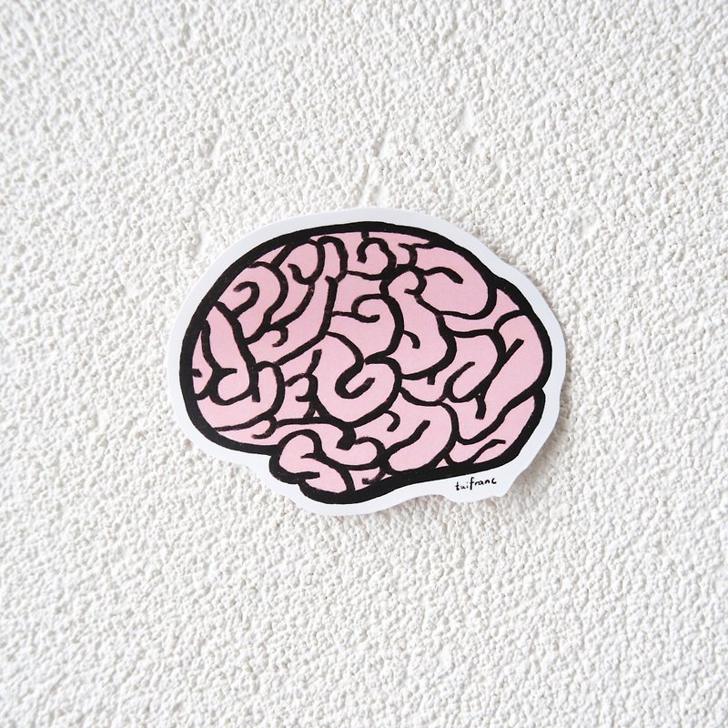 Brain (ピンク) 防水ステッカー - シール - 紙 