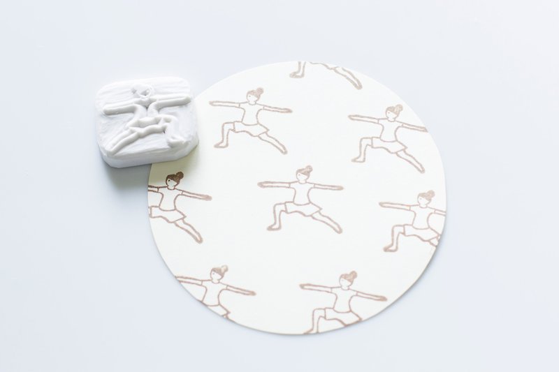 手刻橡皮章 印章 瑜珈女孩 瑜珈 文具 -4 - 印章/印台 - 橡膠 白色