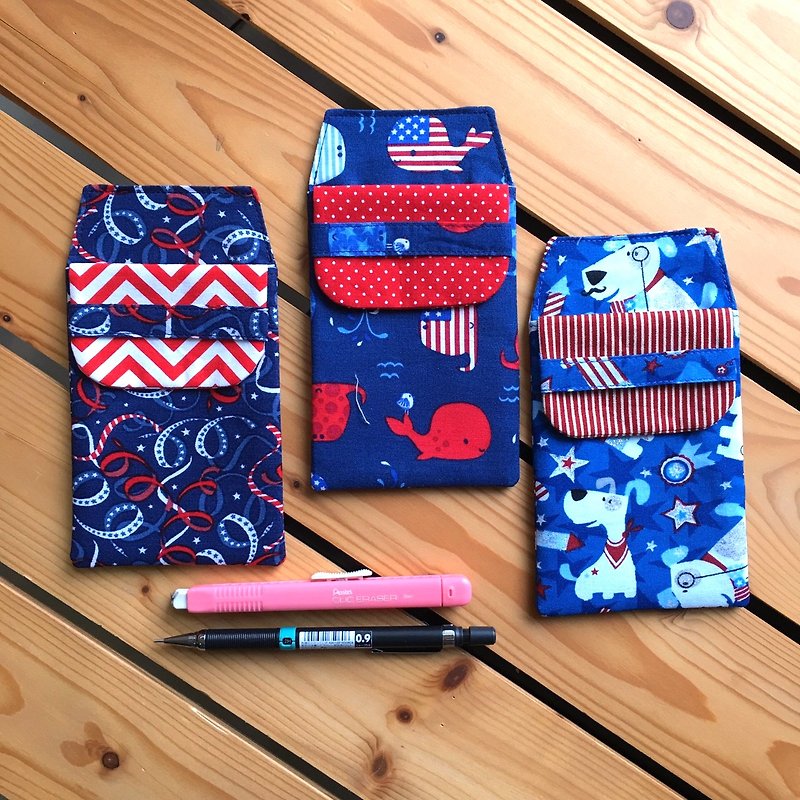 醫師袍口袋型筆袋-歡慶美國國慶三件組（限量） - 筆盒/筆袋 - 棉．麻 藍色