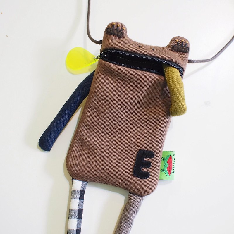 E *グループ非インドの水ベース唾液の携帯電話のポケット（コーヒー部門）iphone6。I7の携帯電話のポケットのカエル - その他 - コットン・麻 ブラウン