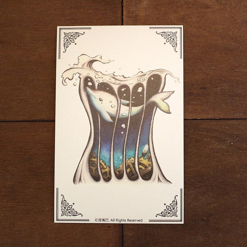Steampunk Series Dolphin Postcard - การ์ด/โปสการ์ด - กระดาษ ขาว