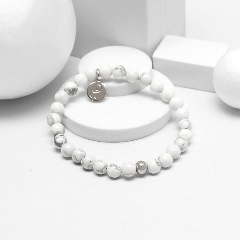 Recovery Glossy 6MM Beaded Bracelet (White) - Bracelets - Stone White