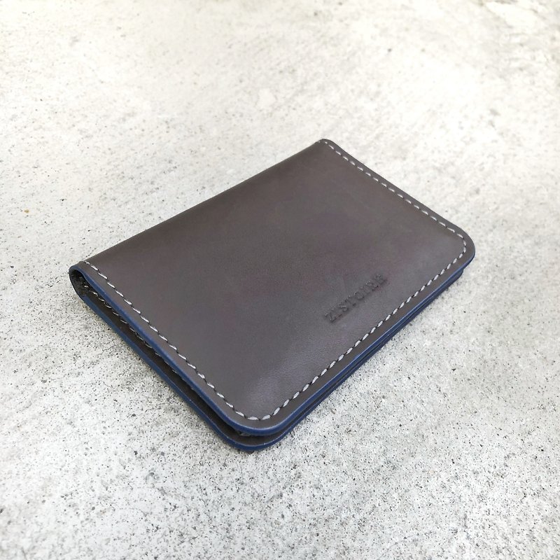 [SIMPLICITY] NameCard Holder / Simple Business Card Holder / Mist Grey Brown (Gray Blue Oil Edge) - Card Holders & Cases - Genuine Leather 