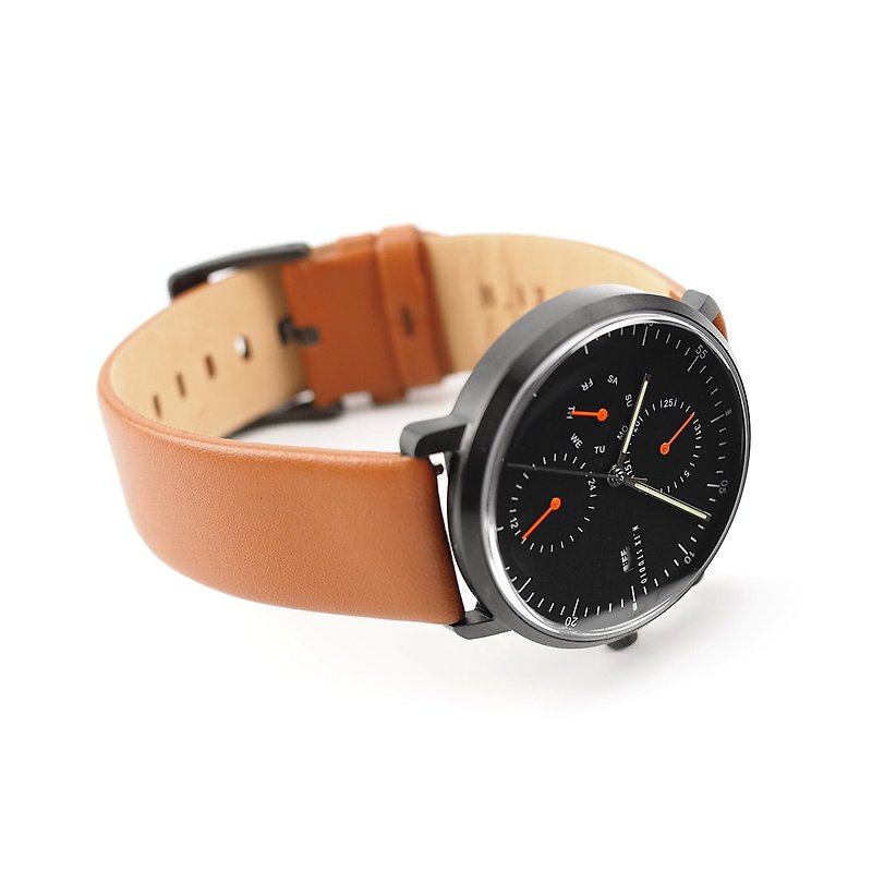 นาฬิกาข้อมือMinimal Style : MONOCHROME CLASSIC - Limited edition/Leather(Orange) - นาฬิกาผู้ชาย - หนังแท้ สีส้ม