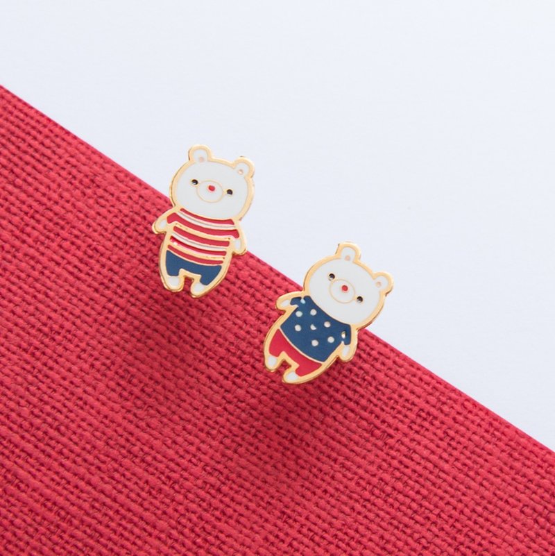 Anniversary Bear Handmade earrings - ต่างหู - โลหะ หลากหลายสี