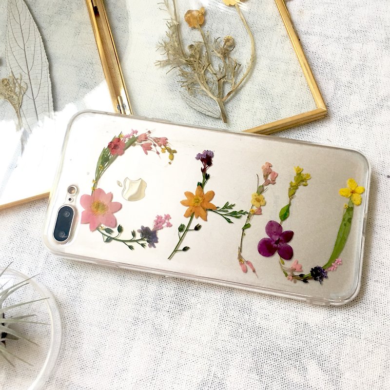 Custom-made 3-words name :: pressed flower phonecase - Phone Cases - Plants & Flowers Orange