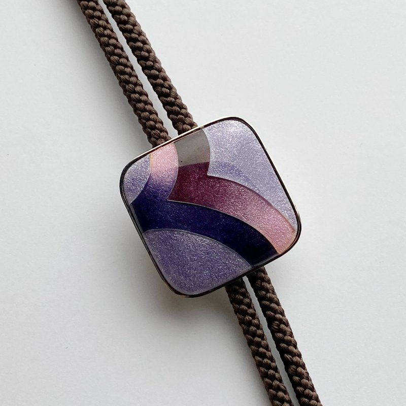 羽【アメジスト Amethyst】七宝焼のループタイ 純銀張有線七宝 シルク紐使用 - 領帶/領帶夾 - 其他材質 紫色
