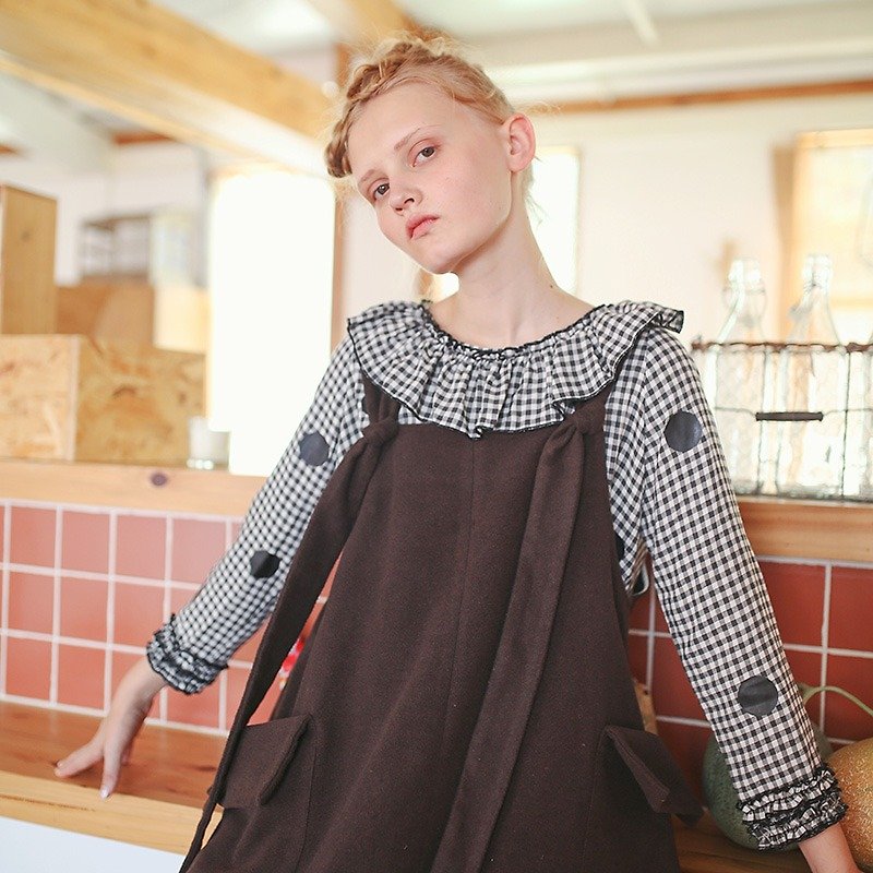 Lattice ruffle blouse - imakokoni - เสื้อผู้หญิง - ผ้าฝ้าย/ผ้าลินิน สีดำ