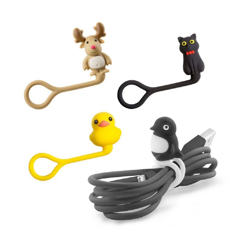 Bone / styling doll Q bundle rope take-up reel - Bone classic character - Cable Organizers - Silicone Multicolor