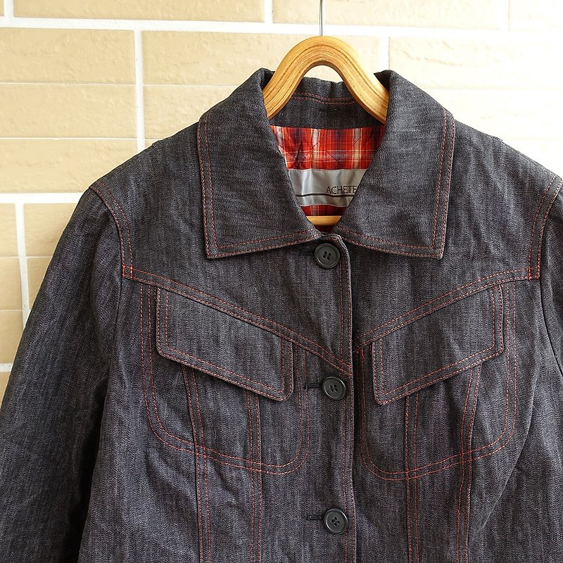 │Slowly│Retro tailoring-vintage denim jacket│vintage.Made in Japan.Retro.Art. - Women's Casual & Functional Jackets - Cotton & Hemp Multicolor