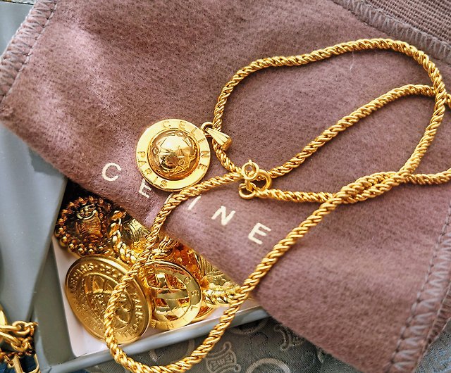 Medieval genuine product with dust bag CELINE planet golden ball pendant  gold chain necklace necklace bag pendant pendant - Shop and then i met you  Necklaces - Pinkoi