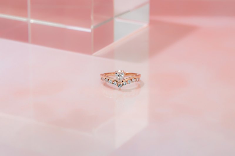 女神Pear Cut 單鑽戒指 - 戒指 - 玫瑰金 銀色