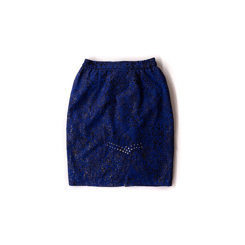 A PRANK DOLLY-Vintage sapphire blue shiny leopard print skirt - Skirts - Polyester Blue
