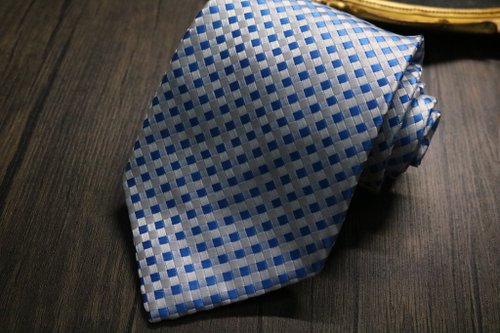 ブルーのチェックの色編みネクタイビジネスギフトボックスの