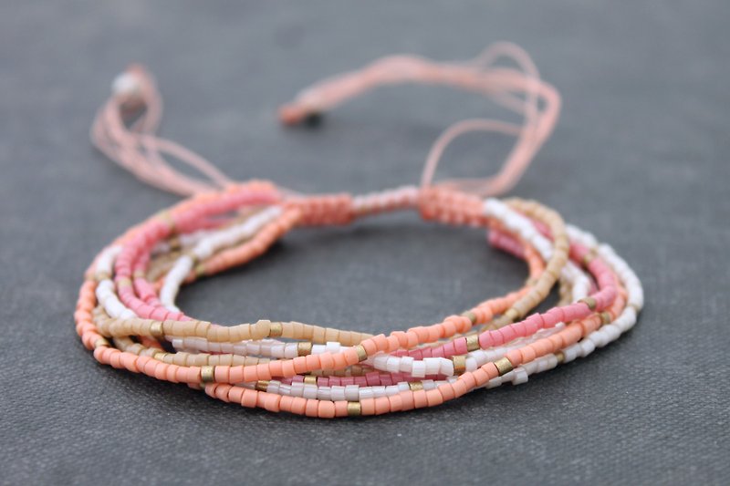 Pink Seed Beads Miyuki Multi Strand Bracelets  - สร้อยข้อมือ - พลาสติก สึชมพู