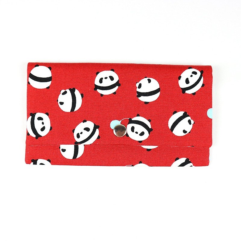 紅包袋 存摺 現金收納袋-可愛小熊貓(紅) - 零錢包/小錢包 - 棉．麻 紅色
