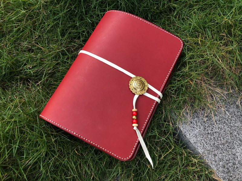 A5 six-hole loose-leaf notebook vegetable tanned leather - สมุดบันทึก/สมุดปฏิทิน - หนังแท้ 