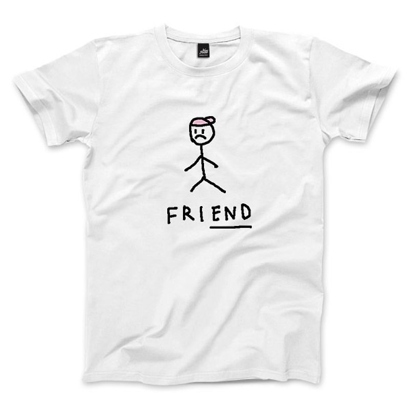 friEND-ホワイト-ユニセックスTシャツ - Tシャツ メンズ - コットン・麻 