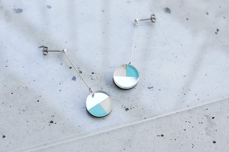 Swing Three Tone Mirror Earrings / mint-silver - Earrings & Clip-ons - Wood Blue