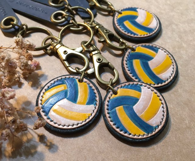 Handmade Personalized Leather Keychains - Custom Keychains Blue / Both Sides