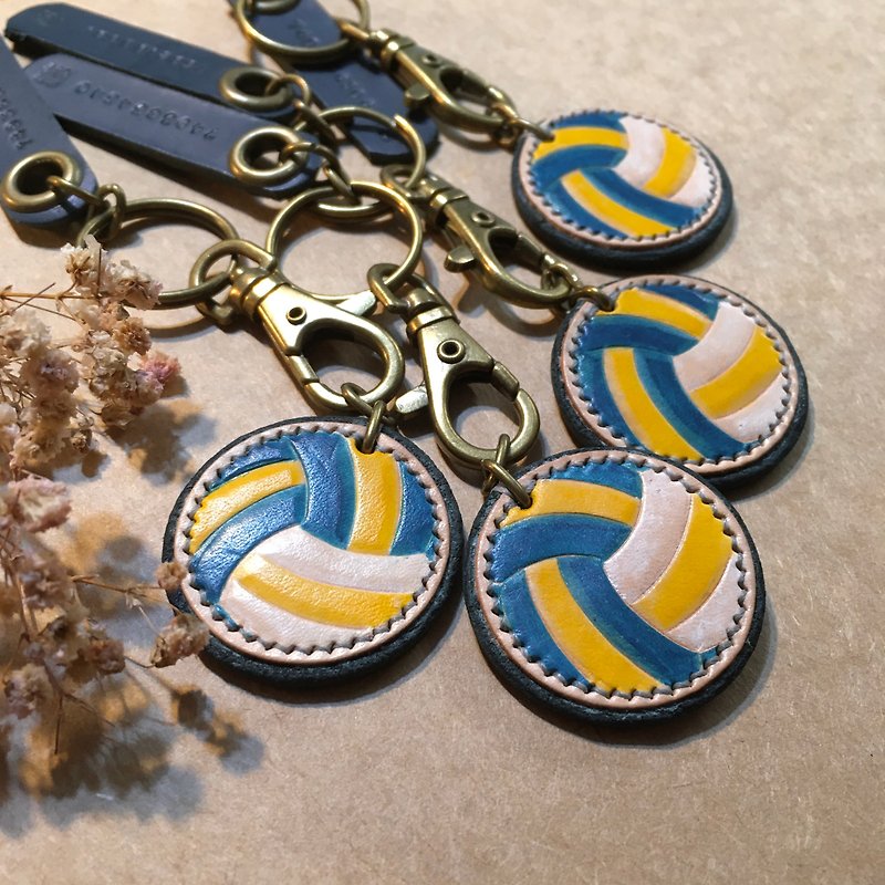 Volleyball/Ball Designated Type/Chip Easy Card Key Ring/Customized English/Graduation Gift/Fast Shipping - Keychains - Genuine Leather Multicolor
