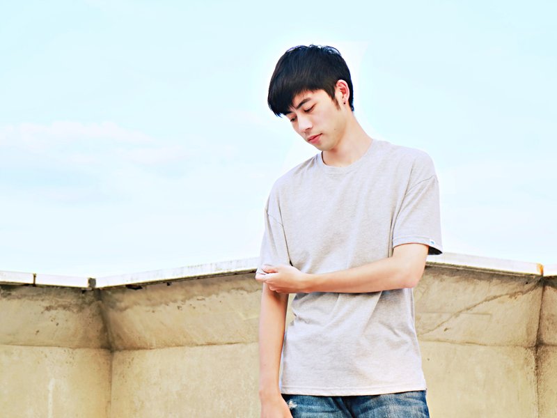 RELEON -- 磨毛落肩 T-SHIRT 最溫柔素踢 高磅重 微抗皺 OVERSIZE MIT - 帽T/大學T - 聚酯纖維 銀色