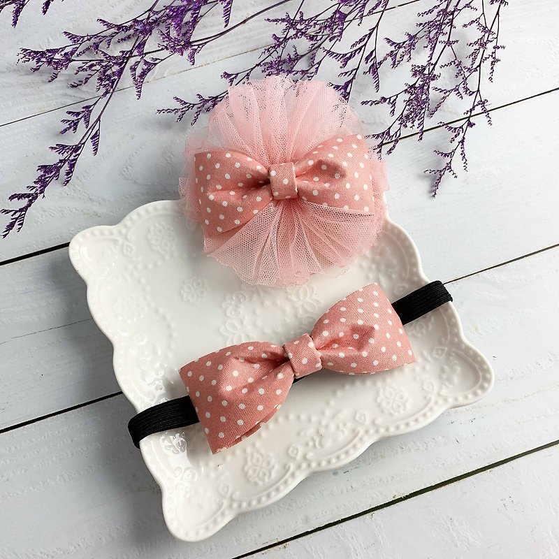 W&C Handmade||Wedding Party|| Flower Girl Hair Accessories & Handmade Bow Tie Coral Pink - Baby Accessories - Other Materials Multicolor