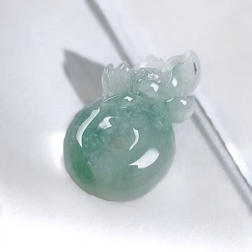 瓔珞翡翠 冰飄花翡翠蓮花平安扣 | 天然緬甸玉A貨翡翠 | 送禮