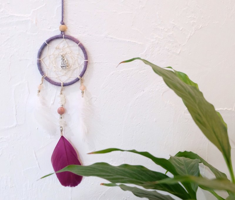 Handmade Dreamcatcher -  Rhodonite - Items for Display - Cotton & Hemp Purple