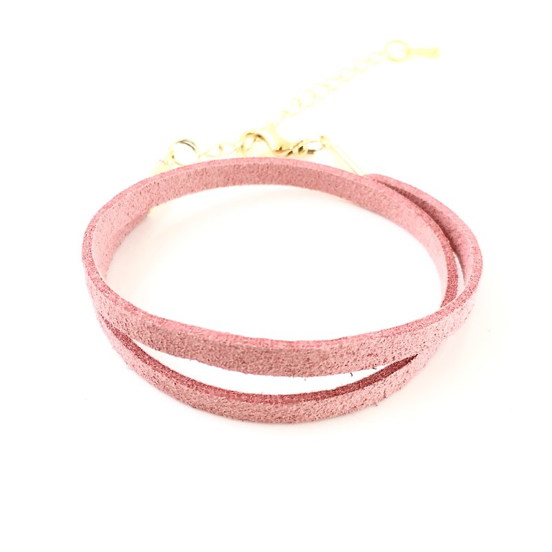 Pink color - suede roping bracelet (also can be used as a necklace) - สร้อยข้อมือ - ผ้าฝ้าย/ผ้าลินิน สึชมพู