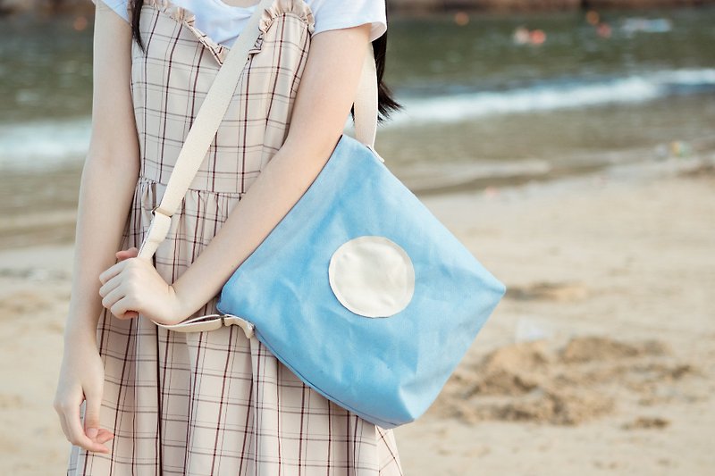 Japanese Dot Crossbody Bag 2.0 Sky Blue - Messenger Bags & Sling Bags - Cotton & Hemp Blue