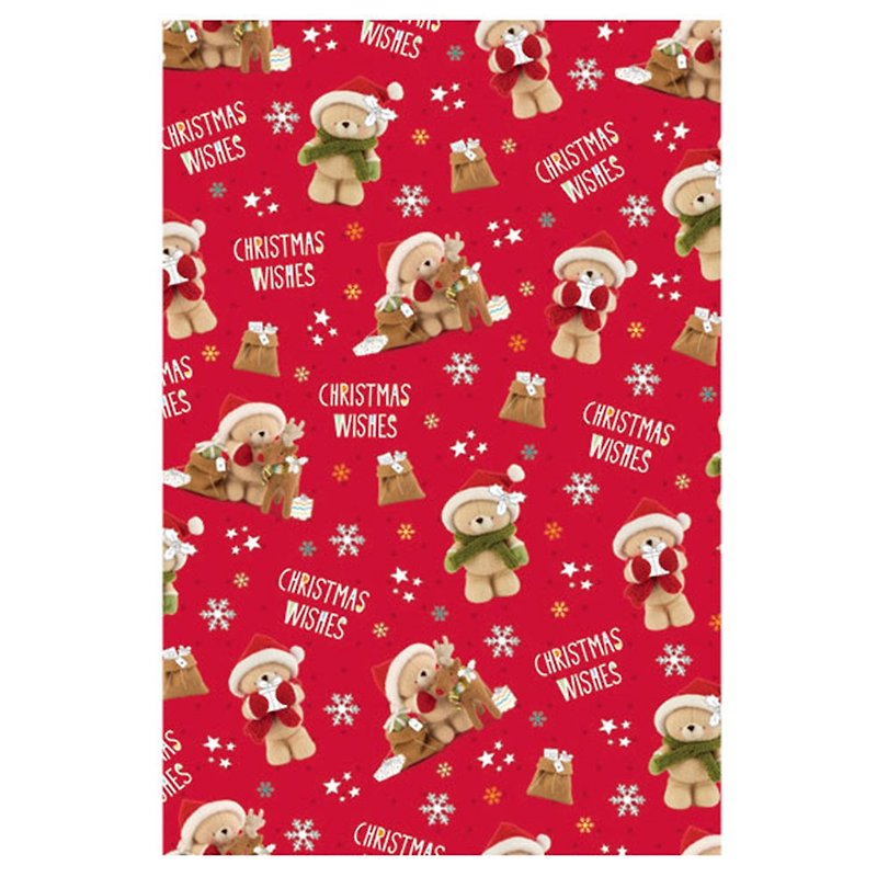 永遠的朋友熊熊 耶誕捲筒包裝紙【Hallmark-捲筒包裝紙 聖誕節系列】 - 包裝材料 - 紙 紅色