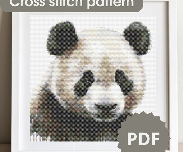 Panda cross stitch digital pattern pdf animals embroidery