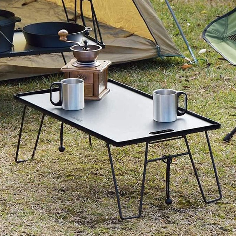 Japanese squ+ VARIOUS SHELF TABLE stackable steel grid folding table (with table plate) - โต๊ะอาหาร - โลหะ สีเงิน