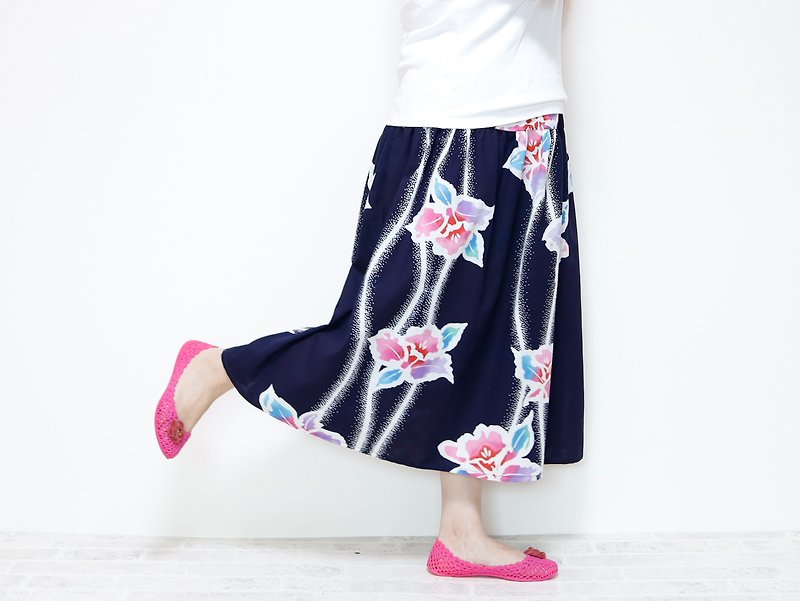 YUKATA Skirt Long  from YUKATA -Summer Cotton Kimono - Skirts - Cotton & Hemp Blue